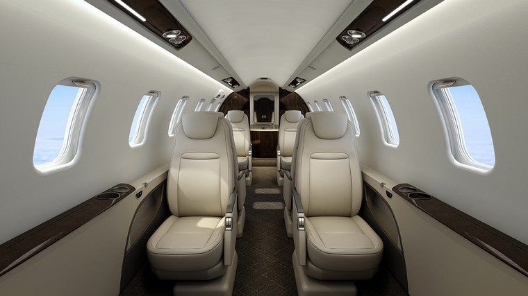 Interior do Learjet 75 Liberty