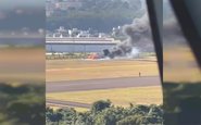 Imagens gravadas após o acidente mostram a aeronave sendo consumida pelo fogo, logo após o impacto contra o solo - Reprodução Redes Sociais