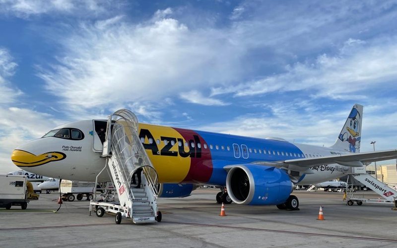 El Airbus del Pato Donald ya voló a al menos cinco ciudades durante el fin de semana - Azul Linhas Aéreas/Luis Neves