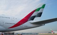Um Airbus A380-800 foi o primeiro a receber a nova pintura da companhia aérea dos Emirados Árabes - Emirates/Divulgação