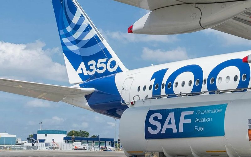 O SAF pode reduzir até 80% das emissões de CO₂ - Airbus/Divulgação