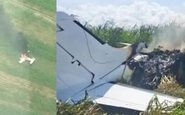 O Cessna 402B foi destruído com o impacto no solo - Reprodução/Redes Sociais