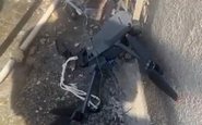 Imagem de redes sociais mostra um DJI Mavic 3 que caiu sobre uma casa com suposto dispositivo atrelado para o lançamento de granadas - Reprodução Redes Sociais