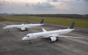 Primeiros E195-E2 foram entregues a Porter Airlines na semana passada em São José dos Campos (SP) - Divulgação