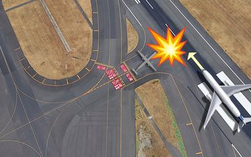 Dash-8 se chocou com o A350 poucos metros após a marca de 1.000 pés da pista 34R do aeroporto de Haneda, em Tóquio - Arte: AERO Magazine | Imagem de Satélite: Google Earth