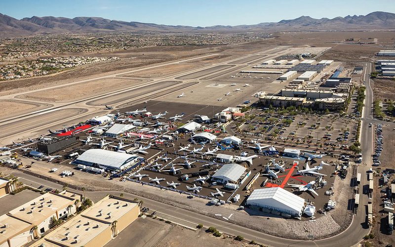 Aeroporto executivo de Henderson, ao sul de Las Vegas, deve receber grande parte dos voos privados - NBAA