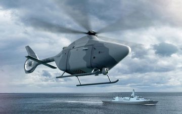 O drone Proteus é projetado para missões de guerra antissubmarino, vigilância aérea e reabastecimento, com ampla integração de armas e sensores. - Leonardo/Divulgação