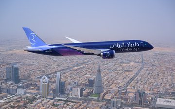 Boeing 787-9 sobrevoa a capital saudita Riad - Riyadh Air/Reprodução