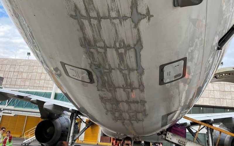 Danos causados no A321, após Tail Strike - Reprodução/Redes sociais