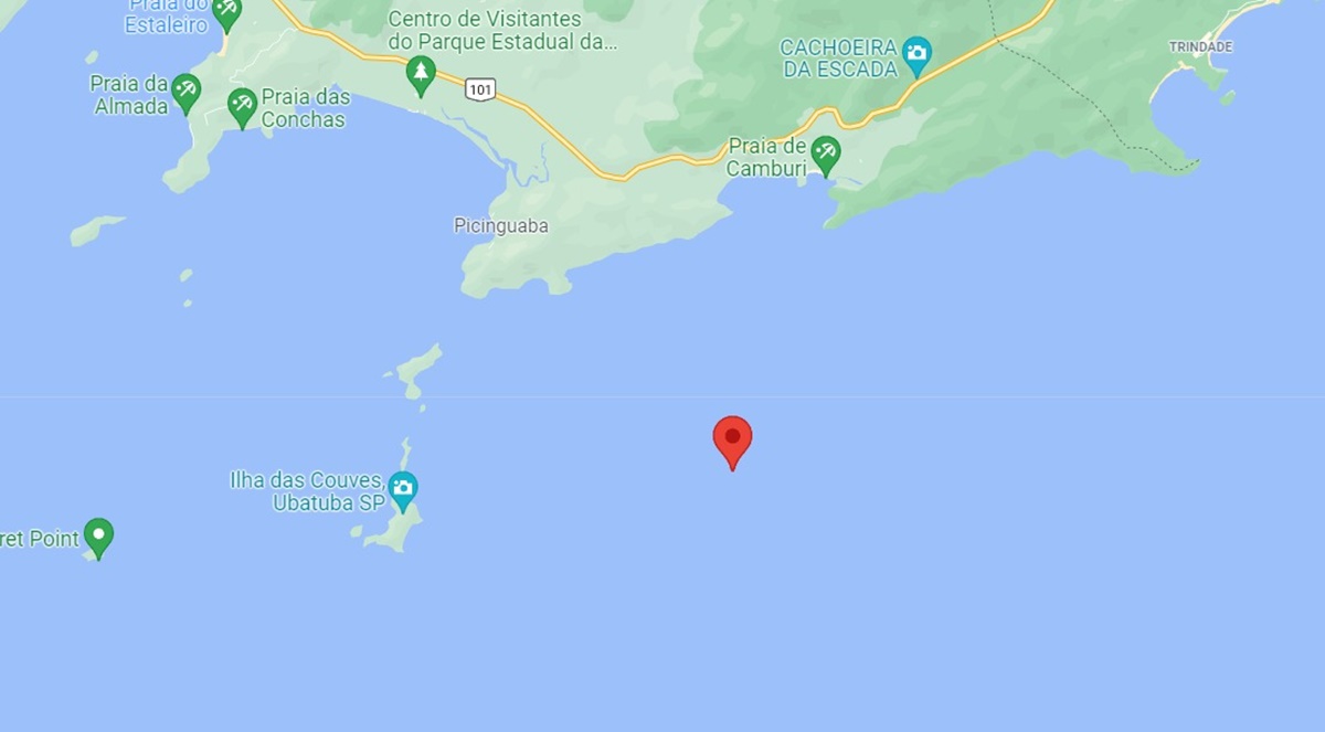 Localização aproximada do PP-WRS no mar