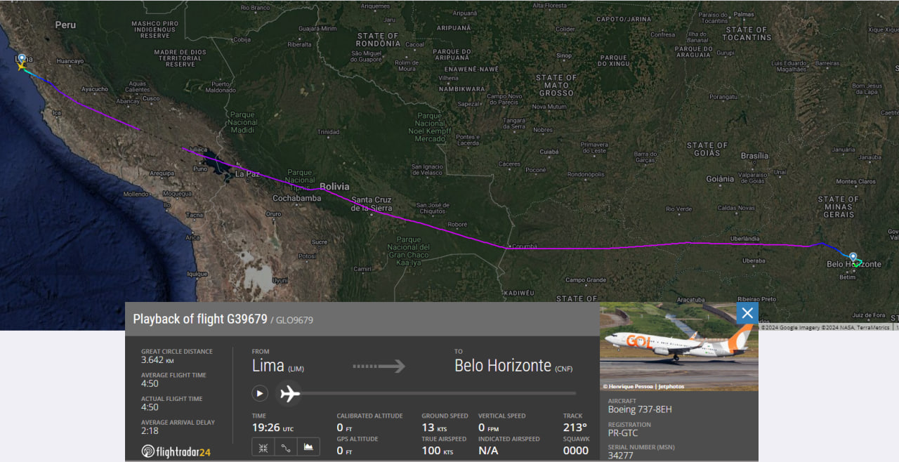 Avião da Gol retorna ao Brasil após ficar quase três meses no Peru para manutenção