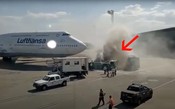 Fogo atinge veículo a poucos metros de um Boeing 747-8